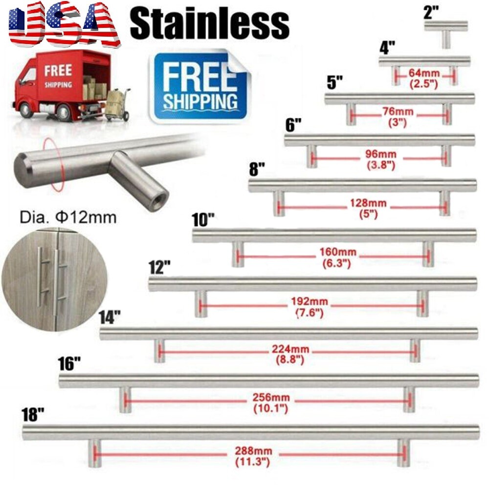 T Bar Pulls Handles Stainless Steel Kitchen/Bathroom Cabinet Hardware Knobs USA