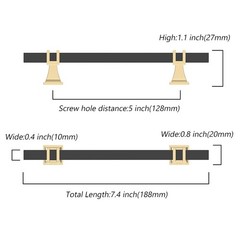 Asidrama 10 Pack 5 Inch(128mm) Matte Black and Gold Kitchen Cabinet Handles
