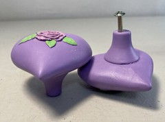 5 Pc Purple Heart W/ Rose Kids Dresser Drawer Pull Handles 2 5/8”