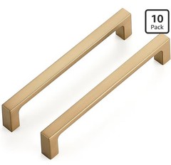 Ravinte 10 Pack Solid 5 Inch Square Cabinet Handles Champagne Bronze
