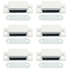 6Pcs Magnetic Door Catch White Stainless Steel Cabinet Drawer Latch Hardware
