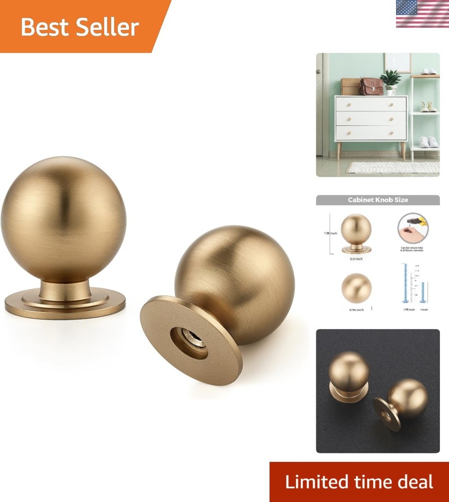 Modern Champagne Bronze Cabinet Knobs, 0.95″ Round – 12 Pack for Elegant Updates