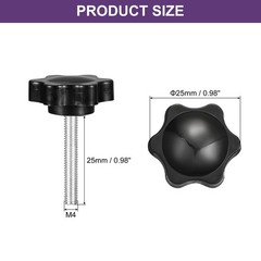 8Pcs Clamping Screw Knob, M4 x 25mm Hex Shaped Star Knob, 25mm Dia