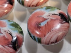 Lot 5 Ceramic Flamingo Large Pink Drawer Cabinet Knobs Pulls