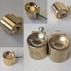 10 Vintage Mid-Century Modern Barrel Plastic Cabinet Drawer Knobs Gold