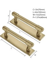 5 Pack 3 Inch Hole Center Brushed Gold Cabinet Pulls