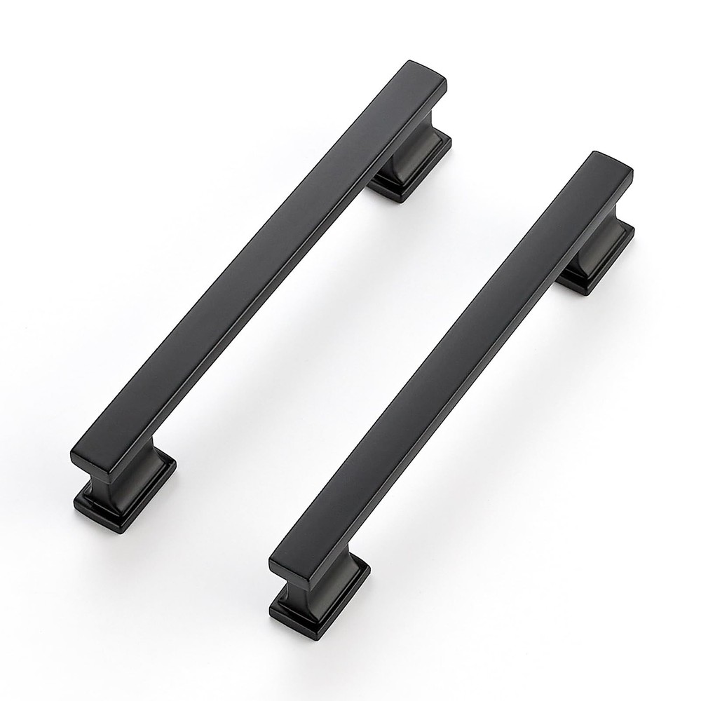 10 Pack Matte Black Cabinet Pulls 6 Inch Length with 5 Inch Hole Center for C…