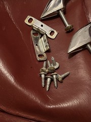 Vtg Chrome 3 Thumb Latch Push Button Cabinet Door Handle +5 Standard Pull 60s
