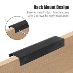 2 PCS Black Back Mount Finger Edge Pull 80mm/3.15 Inch Hidden Tab Handle