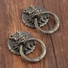 2x Antique Dragon Head Knob Drawer Cabinet Cupboard Door Pull Ring Door knocker