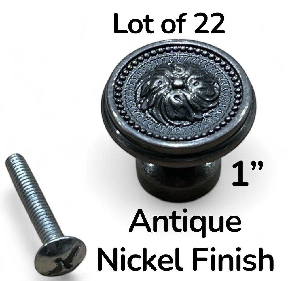 Baldwin 4929-151 Ornamental 1” Antique Nickel Solid Brass Cabinet Knobs ( 22 )