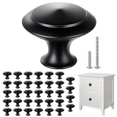 35 Pack Cabinet Knobs 1-1/4 Inch (30mm) Matte Black Round Stainless Steel Zinc