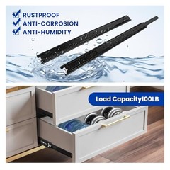 Full Extension Ball Bearing Drawer Slides 8 10 12 14 16 12 Inch Black-1 Pair