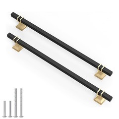 Lepatape 30 Pack 10 Inch Black and Gold Cabinet Pulls Kitchen Cabinet Handles…