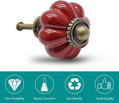 12pcs Rust Red Vintage Ceramic Cabinet Knobs, Dresser Handles with Mounting Scre