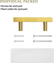 GOLDENTIMEHARDWARE 3 3/4in Gold Cabinet Handles 6 Pack Brushed Brass 6″ Length