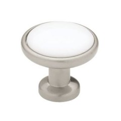 White Knob Pull Handle Kitchen Cabinet Drawer Pedestal Nickel
