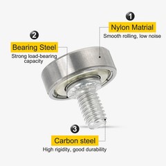 4 PCS Drawer Rollers 19mm x 6mm Wheel 2mm Step Steel Bearing Roller Pulley
