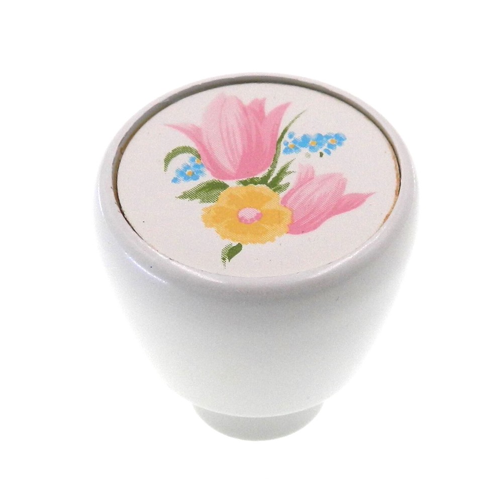 Vintage Amerock Fashionette Floral Tulip Time 1 1/4″ Round Cabinet Knob A650-TT