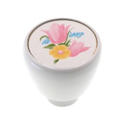 Vintage Amerock Fashionette Floral Tulip Time 1 1/4″ Round Cabinet Knob A650-TT