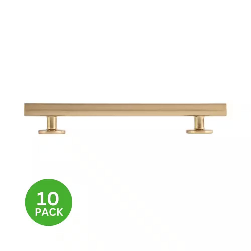 10-Pack Flynn 5-1/2 In. (140 Mm) Center-To-Center Modern Satin Brass Bar Drawer