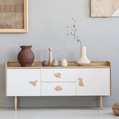 12 Sets Wooden Animal Dresser Knobs Decorative Nursery Wood Drawer Pulls with…
