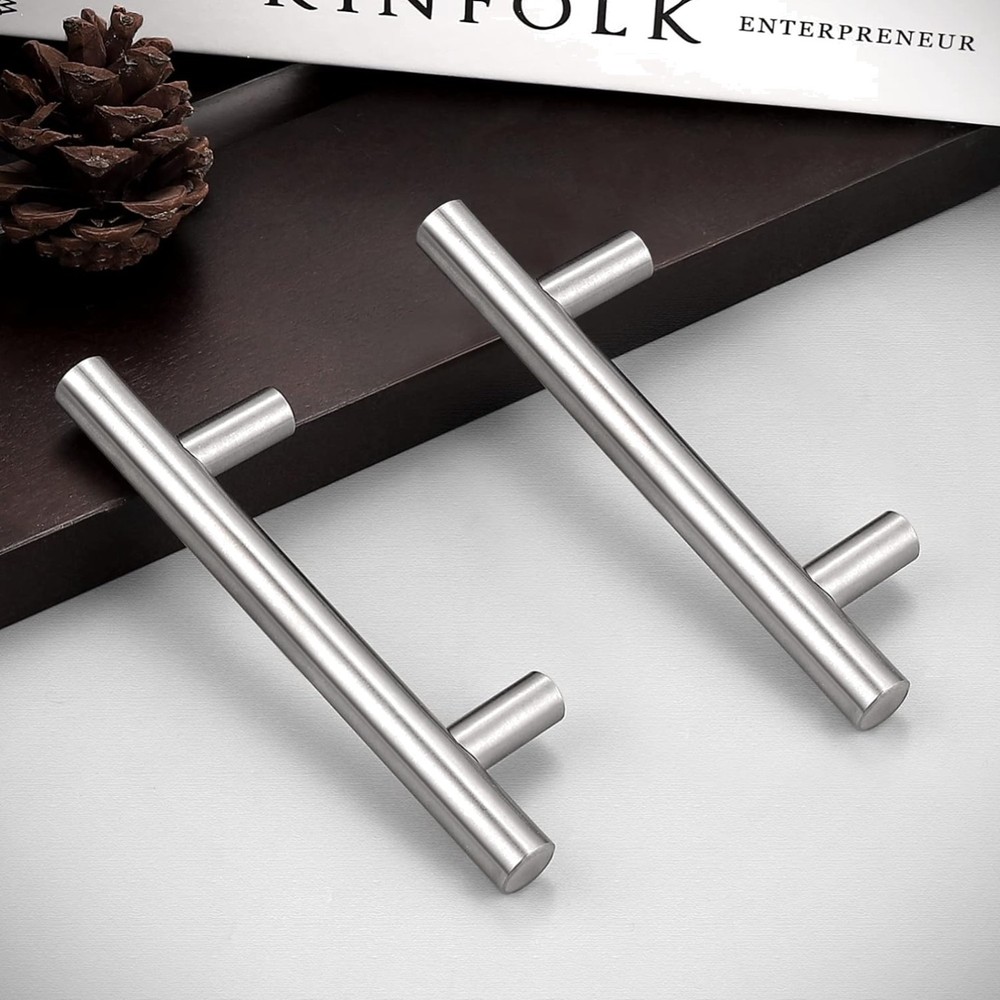 10 Pack 3 Inch Hole Centers Euro T Bar Cabinet Pulls Stainless Steel Kitchen …