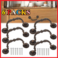1/6 PCS Drop Bail Dresser Handle Drawer Pulls Rustic Antique Black Bronze Pull