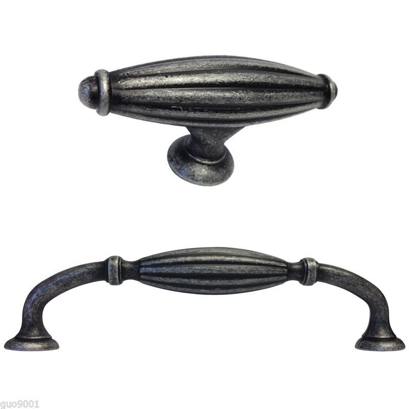 Antique Pewter Flute Kitchen Cabinet Drawer Knobs 65MM and Pulls 5″ and 128MM