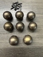 8 Vintage MCM Mushroom Hickory Cottage 1.25 Round Cabinet Knob Pull Handle Bronz