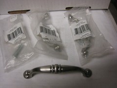 3 Cabinet Hardware Drawer Pulls Stone Harbor Satin Nickel Kitchen Bath 96mm
