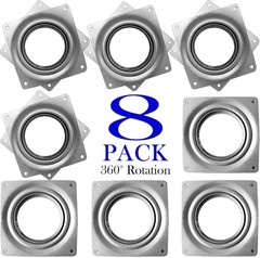 8Pack Lazy Susan Hardware, 4INCH Square Rotating Bearing Plate, 300lbs Capacity