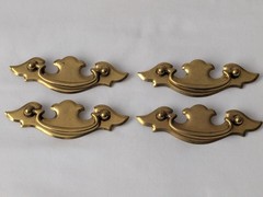 Set of 4 Chippendale Bat Wing Drawer Drop Bail Pull Handles Brass Finish 5″ Wide