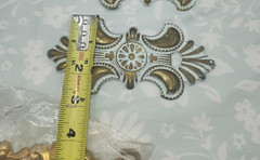 White gold distressed stamped brass metal Back Plate drawer pull antique