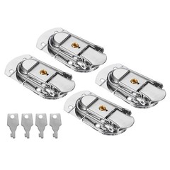 Suitcase Lock Hasp 2.64″x1.34″, 4Pcs Iron Toggle Catch Latch with Key,Silver