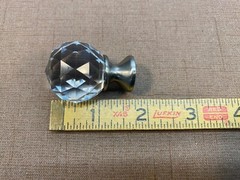 4 Vtg Round Faceted Crystal Glass Drawer Pulls, 1 1/4 ” Diameter, w/screws