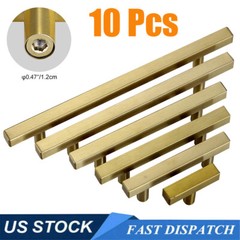 10Pcs Cabinet Handles Stainless Steel Kitchen Square T-Bar Drawer Pulls Hardware