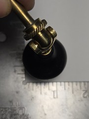 Vintage Brass & Wood Drop Drawer Pull Handle Pendant Colonial Revival Cabinet