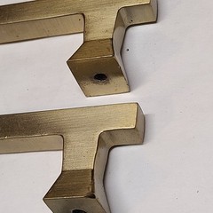 Lot of (8) Gold Square Brushed Satin Brass Cabinet Handles Pulls with (4) Knobs