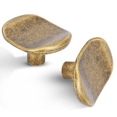 6 Pack Antique Brass zinc Alloy Solid Cabinet Knobs,Vintage Brass Single Hole…