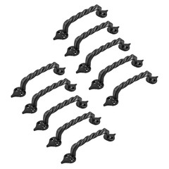 10 Piece Twisted Black Wrought Iron Cabinet Door Drawer Pull 5 7/8″ Total Length