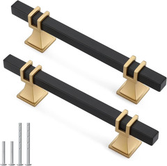 5 Pack 3-3/4 Inch Black and Gold Cabinet Pulls Black and Gold Cabinet Handles Ki