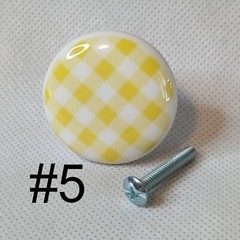 Pastel Ginghams by lmm 1.5″ DECORATIVE Glossy CERAMIC Dresser Drawer Pulls KNOBS