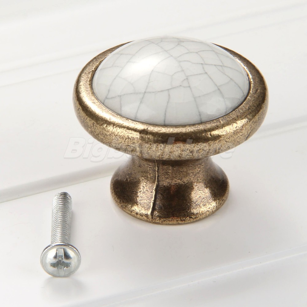 Retro Cracked Porcelain Door Pull Handles Kitchen Cupboard Drawer Cabinet Knobs