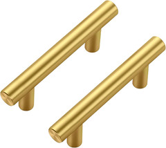 3 Pack Cabinet Handles, Gold Cabinet Pulls, 2-1/2 in Hole Center Kitchen Cabinet