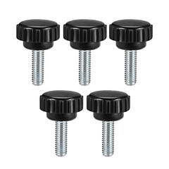 M6x15mm Male Thread Round Knurled Clamping Knobs Grip Thumb Screw on Type 5pcs