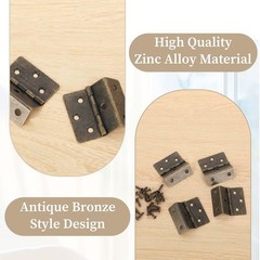 Three Fold Hinges, 4 Pieces Small Metal Chest Hinges for Wood Vintage Decorative