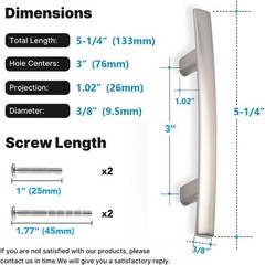 homdiy 20 Pack Solid Zinc Alloy 3in hole centers, Brushed Satin Nickel