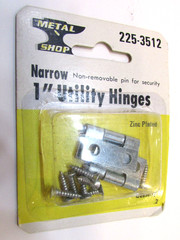 Pair New Vintage 1980’s Metal Shop 225-3512 Narrow 1″ Zinc Steel Utility Hinges