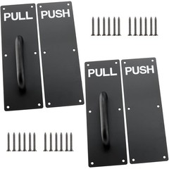 4 PCS 12 x 4 Black Stainless Steel Door Pull Push Plates 24 Screws Set, Office